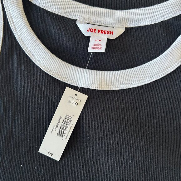 NWT Joe Fresh Tank Top Black with White Trim Women Size Large - Picture 2 of 6